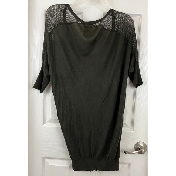 EXPRESS - Green 3/4 Dolman Sleeve Mesh Shoulders Light Wt Rayon Blend Sweater Sm - Picture 5 of 7